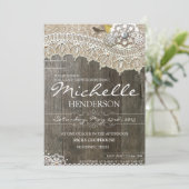 素朴なレースの木製のベビーシャワーの招待状 招待状 (スタンド正面)