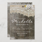 素朴なレースの木製のベビーシャワーの招待状 招待状 (正面/裏面)