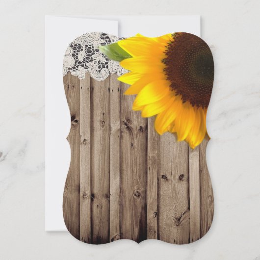 素朴なレースの納屋の木のひまわりカントリーウェディング 招待状 (裏面)