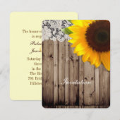 素朴なレースの納屋の木のカントリー サンキュー花の結婚式 招待状 (正面/裏面)