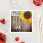 素朴なレースの納屋の木ひまわり国の結婚式 スタンダードカクテルナプキン (インサイチュ)