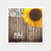 素朴なレースの納屋の木ひまわり国の結婚式 スタンダードカクテルナプキン (正面)