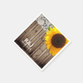 素朴なレースの納屋の木ひまわり国の結婚式 スタンダードカクテルナプキン (角)
