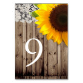 素朴なレースの納屋の木ひまわり国の結婚式 テーブルナンバー (正面)