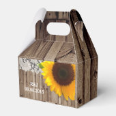 素朴なレースの納屋の木ひまわり国の結婚式 フェイバーボックス (裏面サイド)