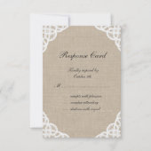 素朴なレース及びバーラップRSVP 出欠カード (正面)