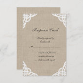 素朴なレース及びバーラップRSVP 出欠カード (正面/裏面)