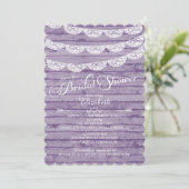 素朴なレース及び紫色の木製のブライダルシャワーの招待状 招待状 (スタンド正面)