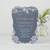 素朴なレース オールドデニム ブルー ストリングライト 私も BBQ 招待状 (スタンド正面)