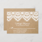 素朴なレース%PIPE%結婚RSVPのエンクロージャカード 出欠カード (正面/裏面)