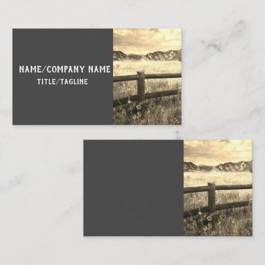 素朴なロッキー山の風景セピア調の写真 名刺 (正面/裏面)