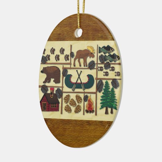 素朴なロッジの国の小屋のクリスマス セラミックオーナメント (左)