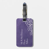 素朴なロマンスの紫色の新婚旅行の荷物のラベル ラゲッジタグ (裏面縦)