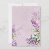 素朴なロマンチックパープル＆セイジのライラック ブライダルシャワー 招待状 (裏面)