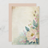 素朴なローズの空白の結婚式 招待状 (正面/裏面)