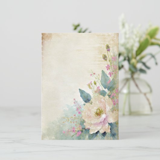 素朴なローズの空白の結婚式 招待状 (スタンド正面)