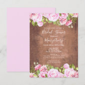 素朴なローズガーデンのブライダルシャワー招待状 案内ポストカード (正面/裏面)