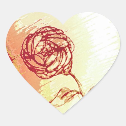 素朴なローズステッカー ハートシール (正面)