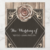 素朴なローズ エレガント ライトウッド ダイヤモンド ワインボトルラベル ワインラベル (シングルラベル)