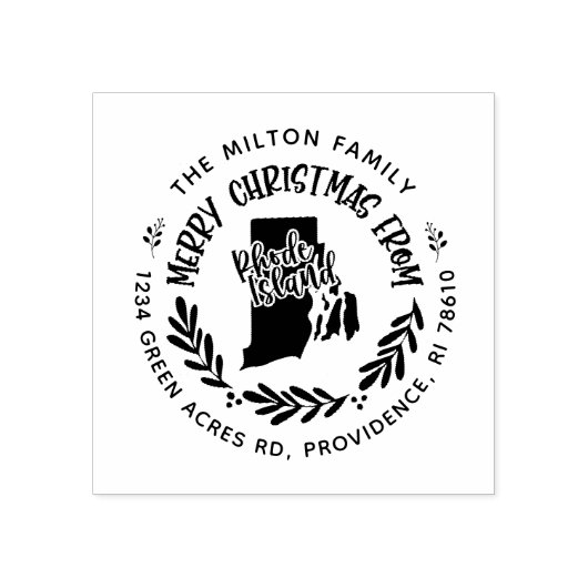 素朴なロードアイランドのメリークリスマス差出人住所 ラバースタンプ (インプリント)
