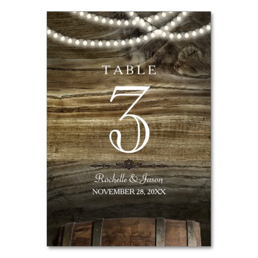 素朴なワイナリーの結婚式のテーブル数 テーブルナンバー (正面)