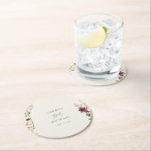 素朴なワイルドフラワーのアイボリークリームロマンチックウェディング ラウンドペーパーコースター (インサイチュ)