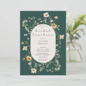 素朴なワイルドフラワーのフレーム 緑の結婚式の昼食会 招待状 (スタンド正面)