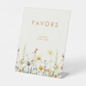 素朴なワイルドフラワーのブライダルシャワーのお favors 台座サイン (正面)