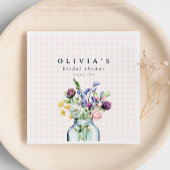 素朴なワイルドフラワーのメイソンジャー ピクニック ブライダルシャワー スタンダードカクテルナプキン