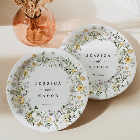 素朴なワイルドフラワーの紙皿 ペーパープレート