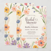 素朴なワイルドフラワーの結婚前お披露目招待状 招待状 (正面/裏面)