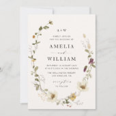 素朴なワイルドフラワーフローラ結婚式招待状 招待状 (正面)