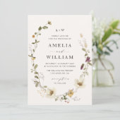 素朴なワイルドフラワーフローラ結婚式招待状 招待状 (スタンド正面)