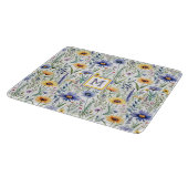 素朴なワイルドフラワープレtty水彩モノグラム カッティングボード (角)