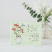 素朴なワイルドフラワーボールjar日付はがき保存 ポストカード (スタンド正面)