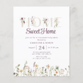 素朴なワイルドフラワー引っ越し祝いパーティーパーティの招待状 (正面)