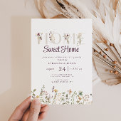 素朴なワイルドフラワー引っ越し祝いパーティーパーティの招待状