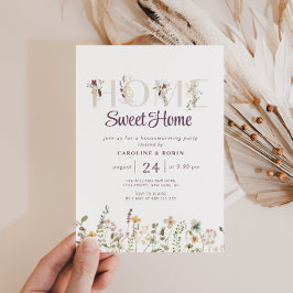 素朴なワイルドフラワー引っ越し祝いパーティーパーティの招待状