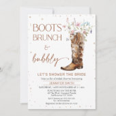 素朴なワイルドフラワー ブラウン ブーツ ブライダル シャワー 招待状 (正面)