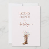 素朴なワイルドフラワー ブラウン ブーツ ブライダル シャワー 招待状 (裏面)
