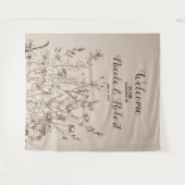 素朴なワイルドフラワー 秋の花を纏ったウェディングバックドロップ タペストリー (正面(横))