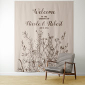 素朴なワイルドフラワー 秋の花を纏ったウェディングバックドロップ タペストリー (インサイチュ)