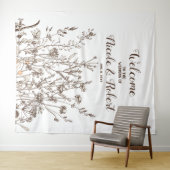 素朴なワイルドフラワー 秋の花を纏ったウェディングバックドロップ タペストリー (インサイチュ(横))