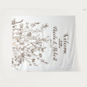 素朴なワイルドフラワー 秋の花を纏ったウェディングバックドロップ タペストリー (正面(横))