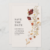 素朴なワイルドフラワー Save The Date 招待状 (正面/裏面)