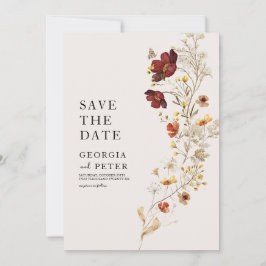 素朴なワイルドフラワー Save The Date 招待状