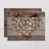 素朴なワインのコルクのハート-移動発表 案内状 (正面/裏面)