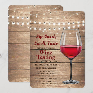 素朴なワインの試飲のひもは招待状をつけます 招待状