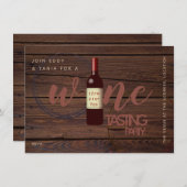 素朴なワインチェックパーティーの招待状 ガラスのしみ 招待状 (正面/裏面)