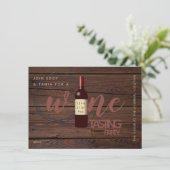 素朴なワインチェックパーティーの招待状 ガラスのしみ 招待状 (スタンド正面)